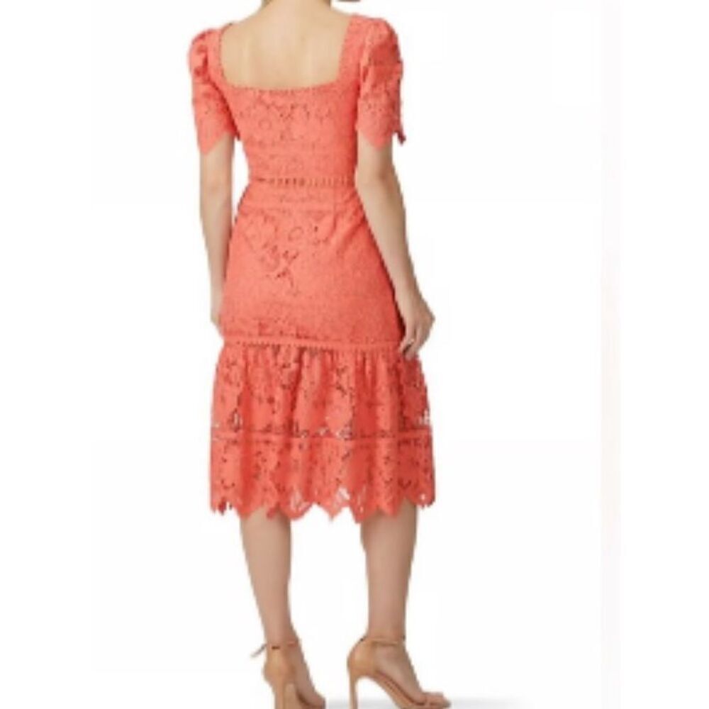 SAYLOR Louisa Coral Lace Midi Sheath Dress with Cut Out Waist Size Medium - Picture 9 of 10
